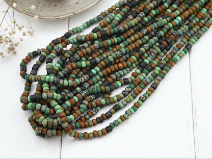 Matte Seed Beads - Aged Picasso Beads - Size 6 Seed Beads - Czech Glass Beads - 6/0 - 4mm - 20" Strand - (3752)