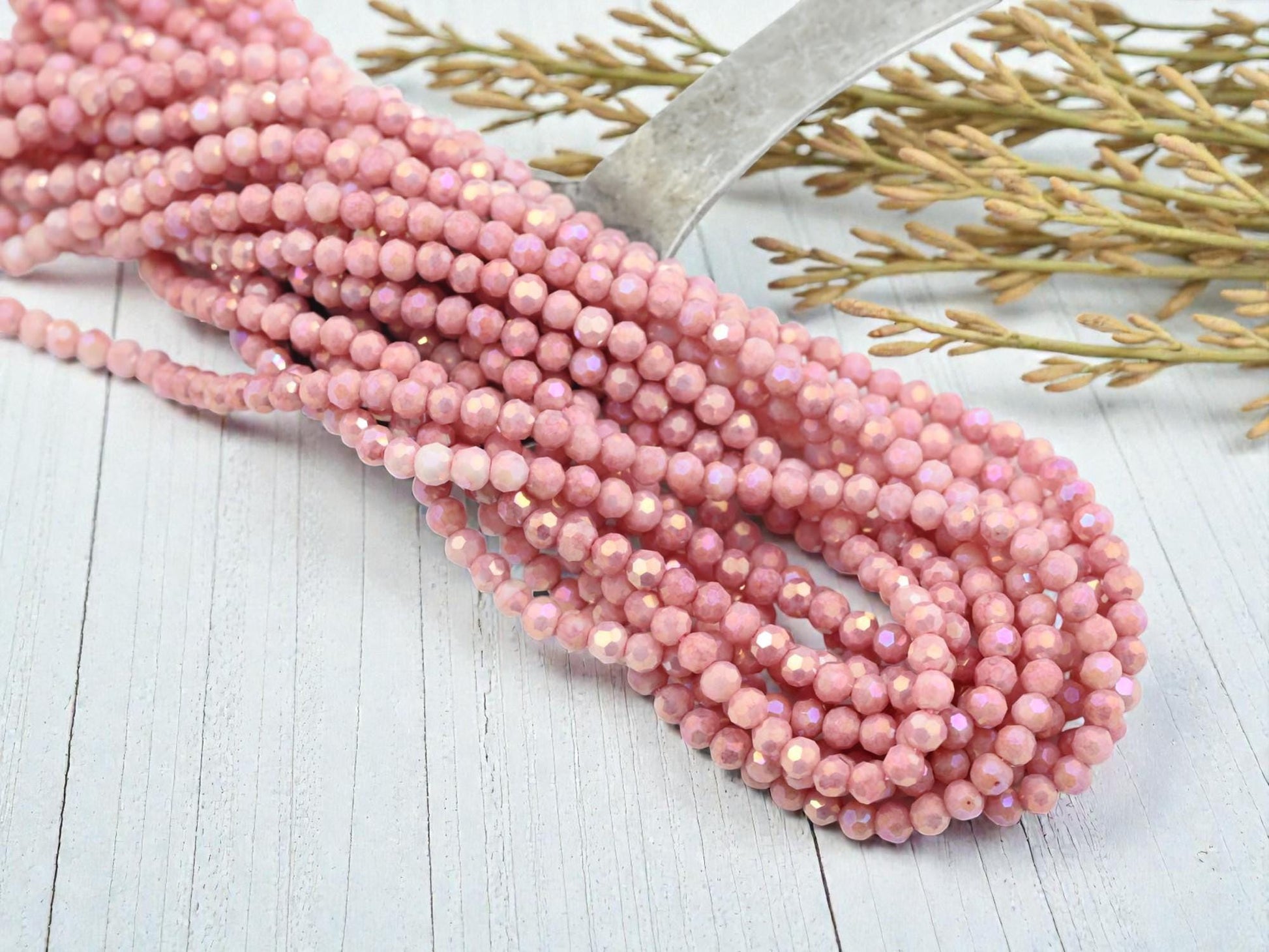 Glass Bead Strands - Fire Polished Beads - Chinese Crystal - 4mm Faceted Beads - Electroplated Glass - 15" Strand - (1551)