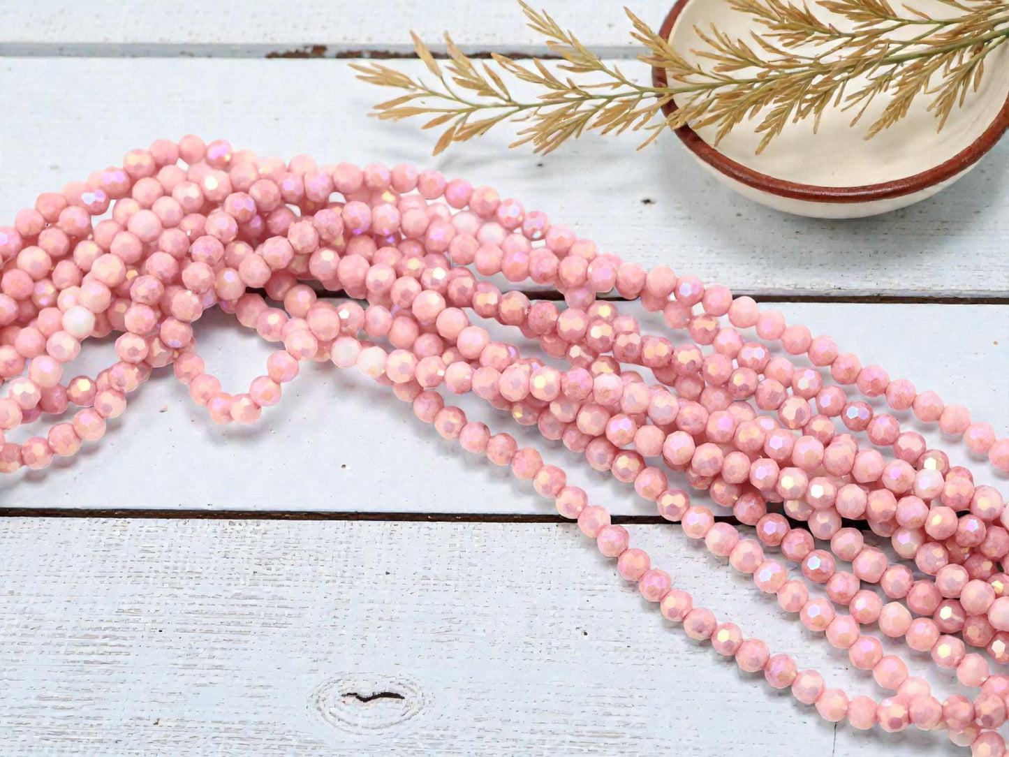 Glass Bead Strands - Fire Polished Beads - Chinese Crystal - 4mm Faceted Beads - Electroplated Glass - 15" Strand - (1551)