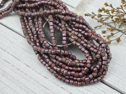 Aged Picasso Beads - Bugle Beads - Aged Picasso Beads - Czech Glass Beads - Seed Beads - 4mm - 19" Strand - (2078)