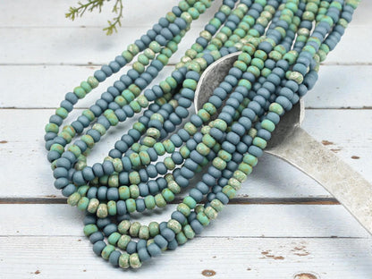 Picasso Seed Beads - Aged Picasso Beads - Czech Glass Beads - Size 4 Seed Beads - 4/0 - 18" Strand - (139)