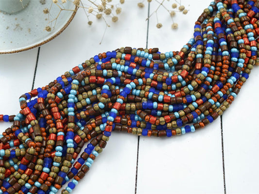 Picasso Seed Beads - Aged Picasso Beads - Czech Glass Beads - Size 6 Seed Beads - 6/0 - 21" Strand - (B726)