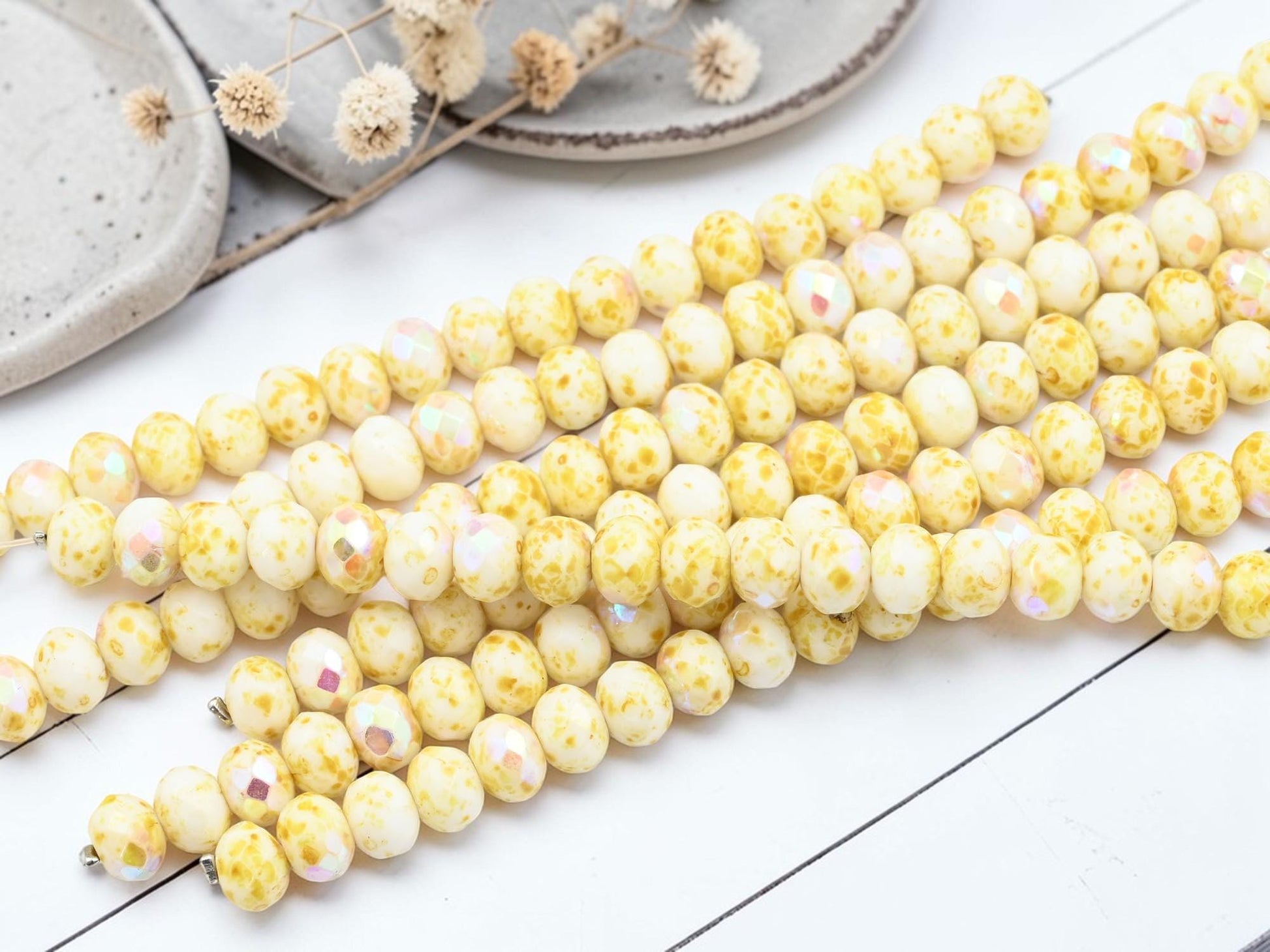 Czech Glass Faceted Fire Polished Picasso Rondelle Beads - 5x7mm - 21pcs - (2220)