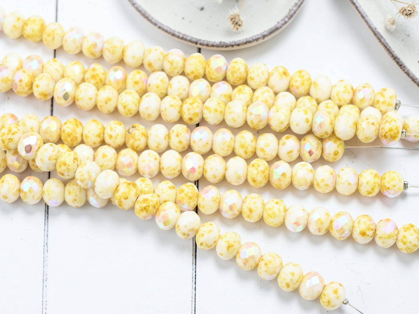Czech Glass Faceted Fire Polished Picasso Rondelle Beads - 5x7mm - 21pcs - (2220)