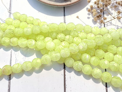 Czech Glass Beads - Fire Polished Beads - Round Beads - Yellow Beads - 8mm -16pcs (1655)