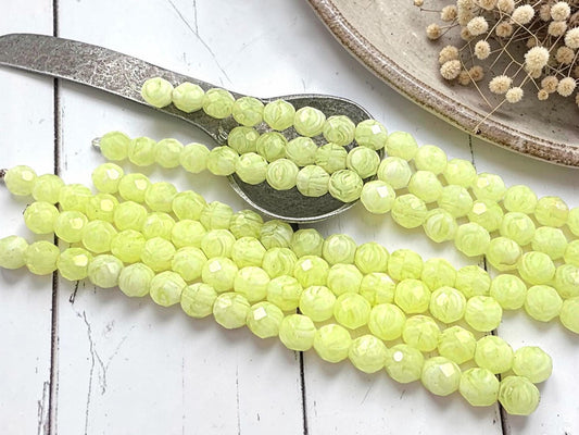 Czech Glass Beads - Fire Polished Beads - Round Beads - Yellow Beads - 8mm -16pcs (1655)