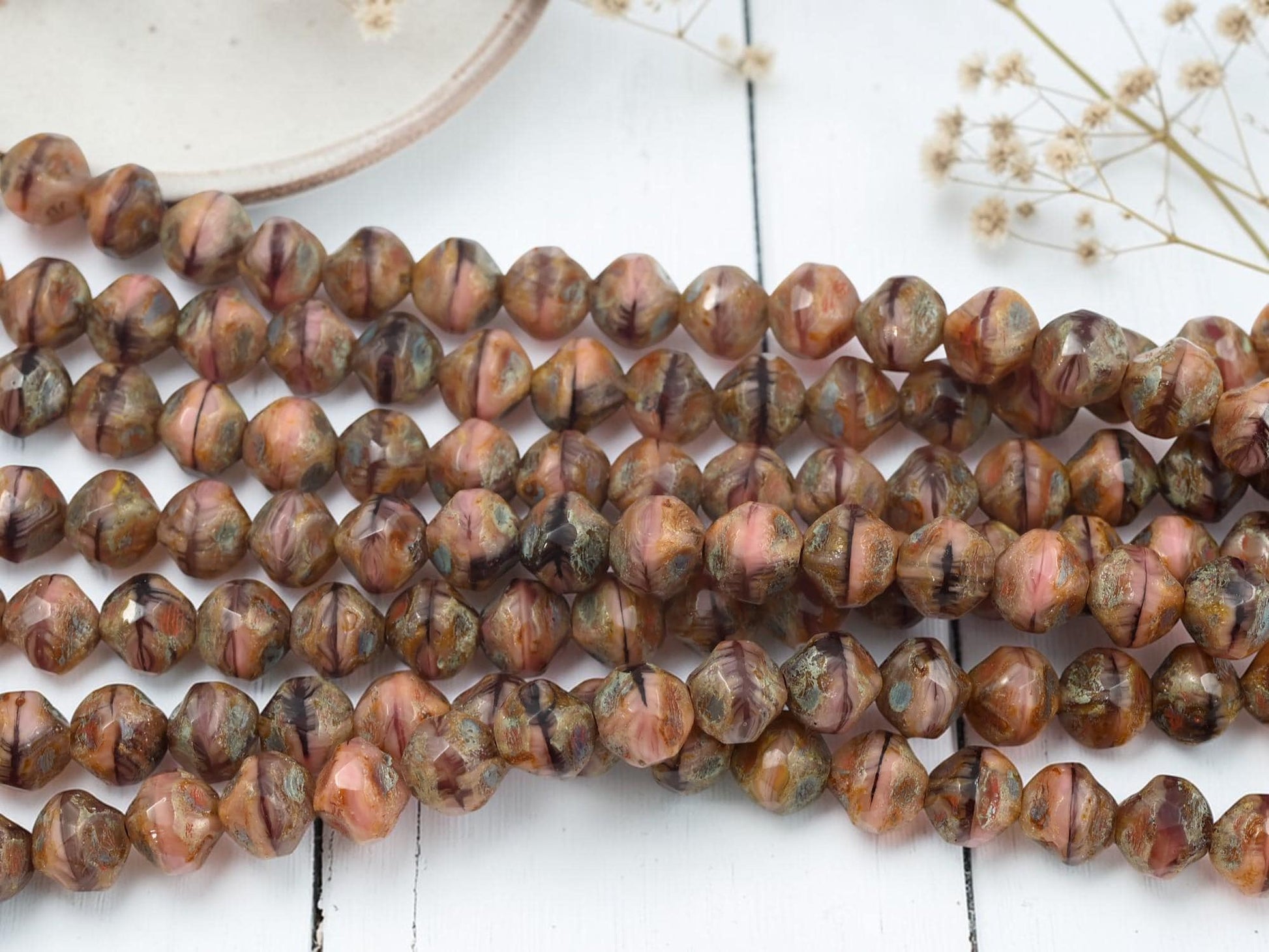 Picasso Beads - Czech Glass Beads - Central Cut Beads - Round Beads - Baroque Beads - 8mm - 16pcs - (A727)