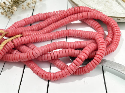 Ashanti Beads - African Ghana Beads - Krobo Beads - Recycled Glass Beads - Heishi Beads - 13mm - 10" Strand - (J29)