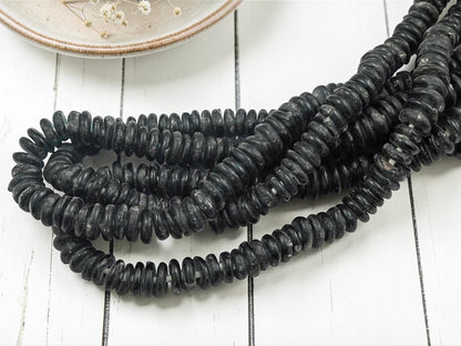 Ashanti Heishi Beads - African Ghana Recycled Glass - Krobo Beads - 13mm - 10" Strand - (J43)