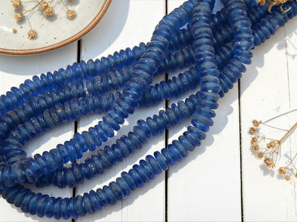 Ashanti Heishi Beads - African Ghana Recycled Glass - Krobo Beads - 13mm - 10" Strand - (J47)