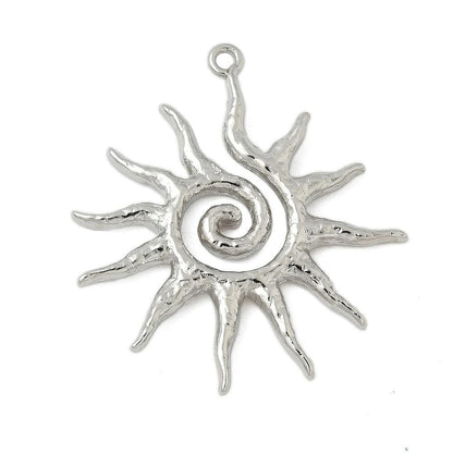 Long Lasting Platinum Plated Stainless Steel Sunray Pendant - Silver Pendant - 30x28mm - 1pc - (3112)