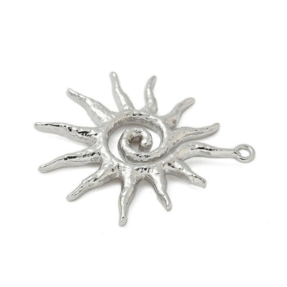 Long Lasting Platinum Plated Stainless Steel Sunray Pendant - Silver Pendant - 30x28mm - 1pc - (3112)