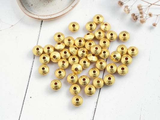 Gold Spacer Beads - Metal Beads - Gold Beads - Gold Spacers - Rondelle Spacer Beads - 50pcs - 6x4mm - (2659)