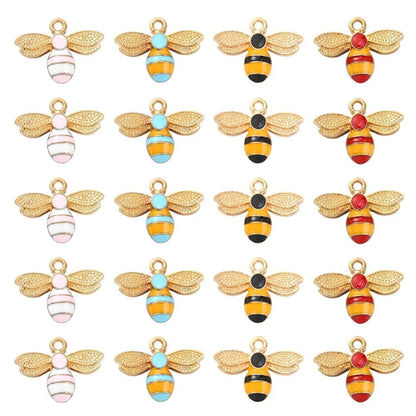 Gold Plated Bumble Bee Enamel Charms - 17x22mm - 20pcs - (490)