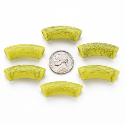 Curved Tube Beads - Lightweight Beads - Acrylic Beads - 36x14mm - 6pcs - (B347)
