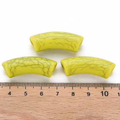 Curved Tube Beads - Lightweight Beads - Acrylic Beads - 36x14mm - 6pcs - (B347)