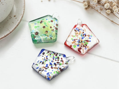 Glass Pendant - Dichroic Pendant - 1pc - 41x33mm - Choose Your Color