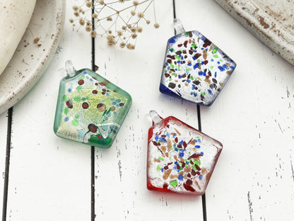 Glass Pendant - Dichroic Pendant - 1pc - 41x33mm - Choose Your Color