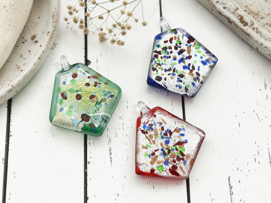 Glass Pendant - Dichroic Pendant - 1pc - 41x33mm - Choose Your Color