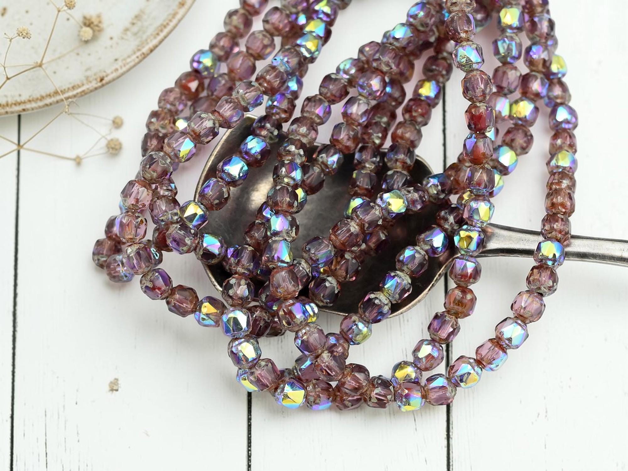 *40* 4mm Amethyst AB Picasso Fire Polished Cathedral Beads - The Bead ...