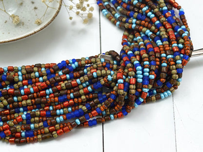 Picasso Seed Beads - Aged Picasso Beads - Czech Glass Beads - Size 6 Seed Beads - 6/0 - 21" Strand - (B726)