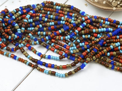 Picasso Seed Beads - Aged Picasso Beads - Czech Glass Beads - Size 6 Seed Beads - 6/0 - 21" Strand - (B726)