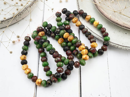 Czech Glass Faceted Fire Polished Rondelle Beads - Mixed Picasso - 5x7mm - 25pcs - (3560)