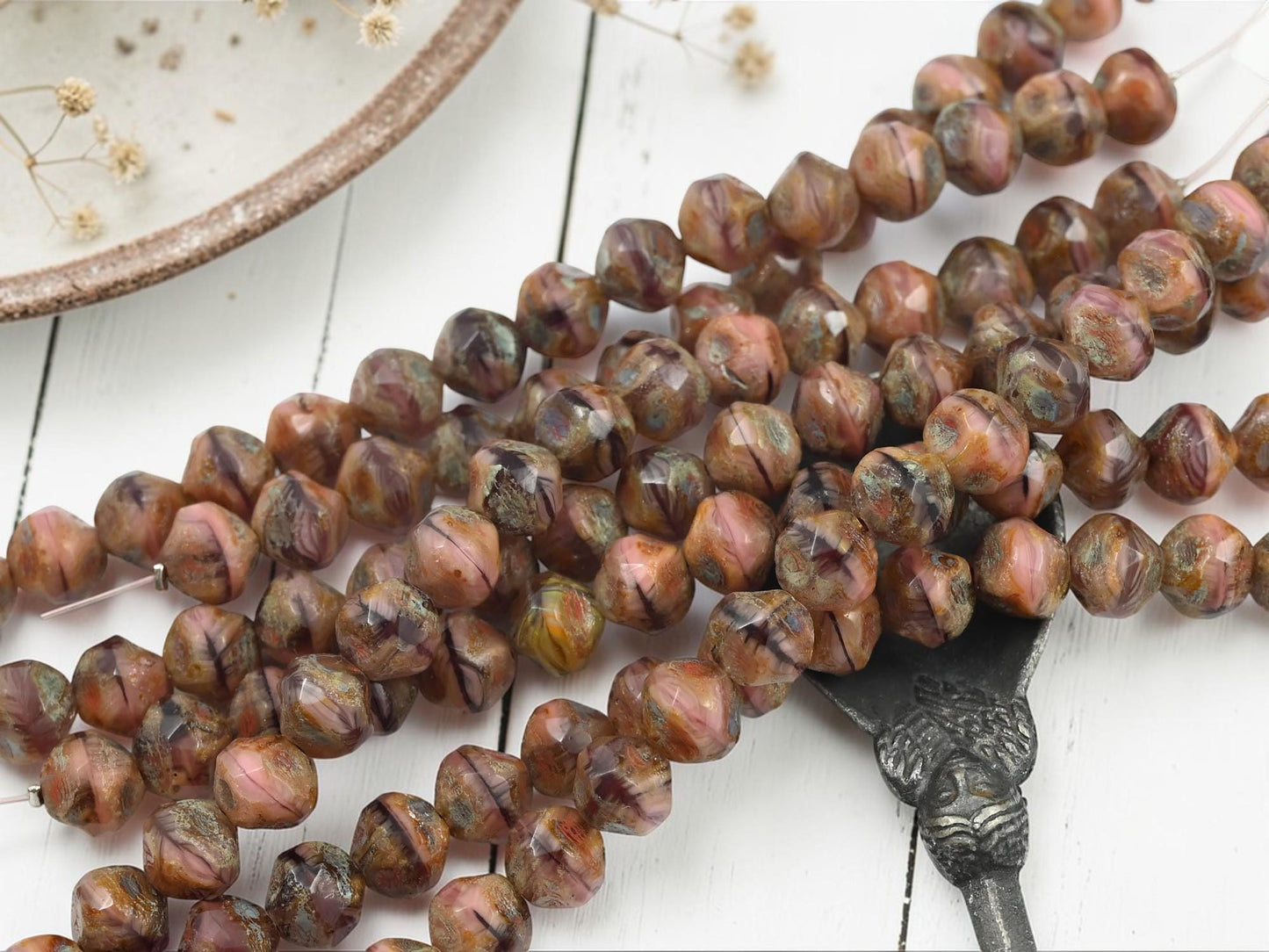 Picasso Beads - Czech Glass Beads - Central Cut Beads - Round Beads - Baroque Beads - 8mm - 16pcs - (A727)