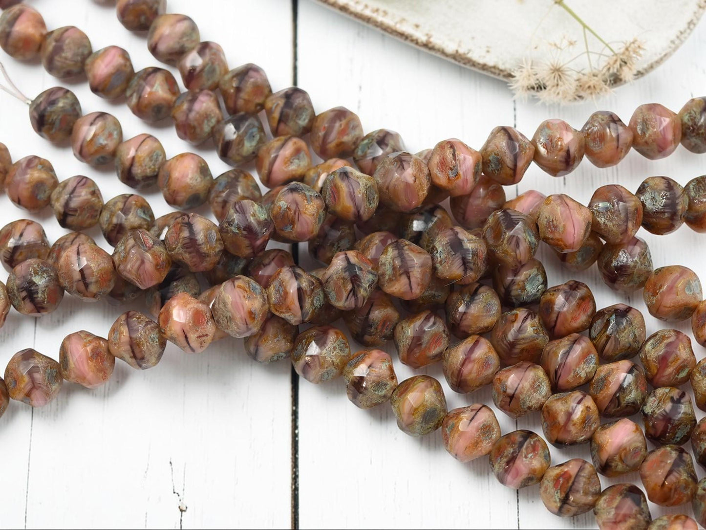 Picasso Beads - Czech Glass Beads - Central Cut Beads - Round Beads - Baroque Beads - 8mm - 16pcs - (A727)