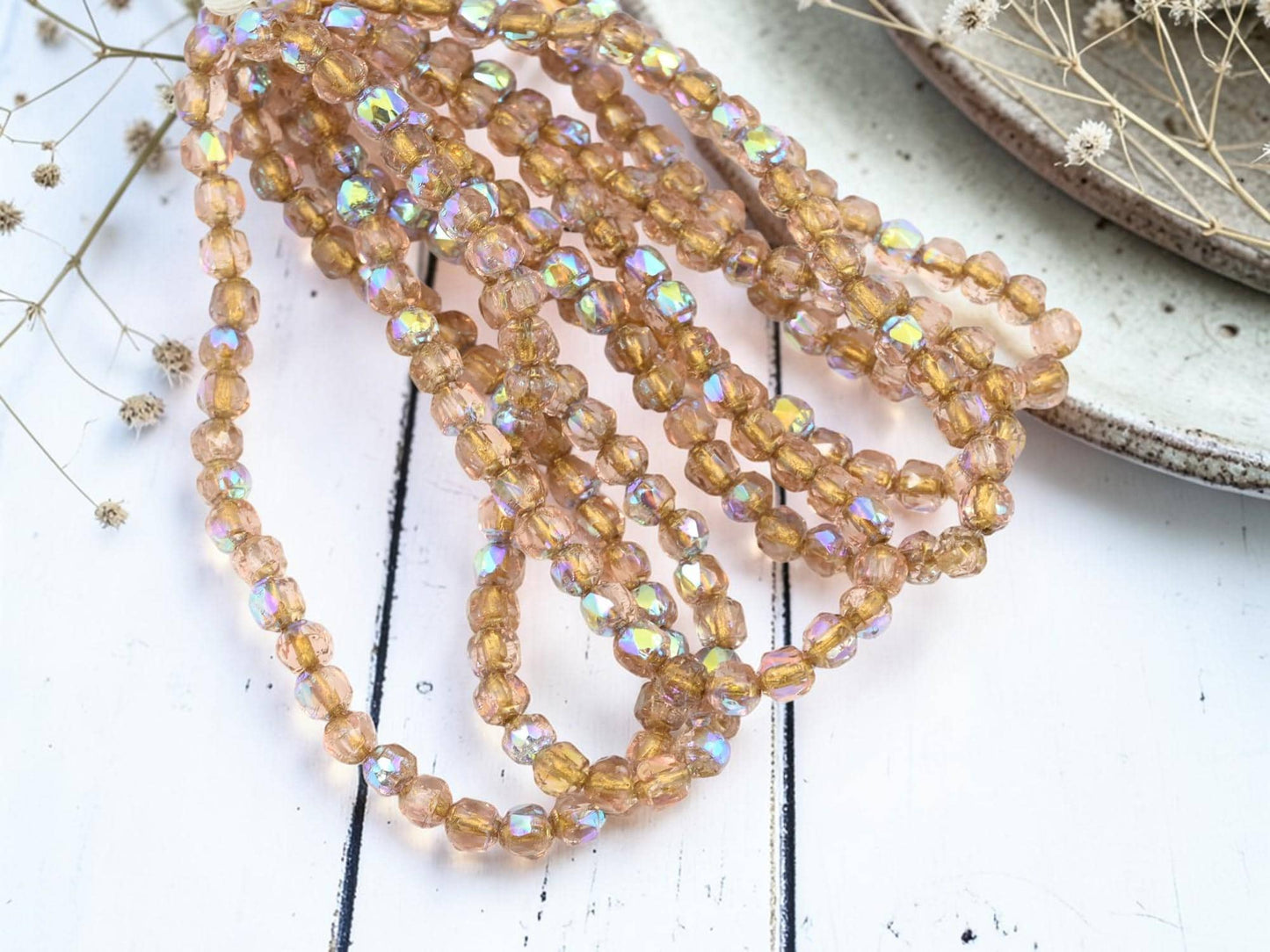 Picasso Beads - Cathedral Beads - Czech Glass Beads - Picasso Beads - Fire Polish Beads - 4mm - 40pcs - (5108)