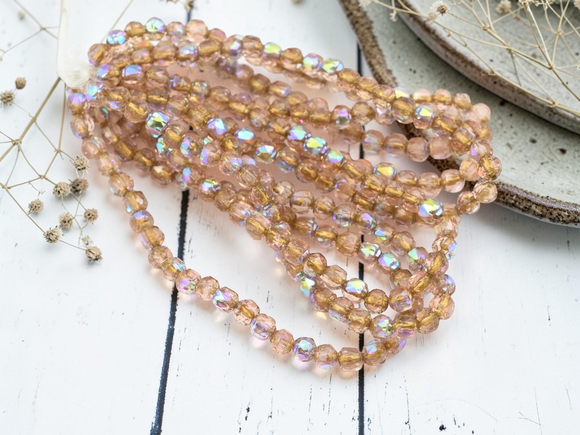 Picasso Beads - Cathedral Beads - Czech Glass Beads - Picasso Beads - Fire Polish Beads - 4mm - 40pcs - (5108)