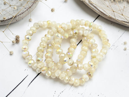 Czech Glass Faceted Fire Polished Rondelle Beads - Gold Washed Aqua Opaline - 30pcs - 3x5mm - (4257)