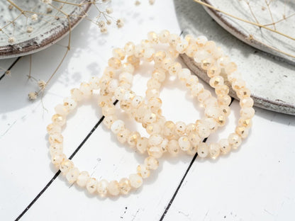 Czech Glass Faceted Fire Polished Rondelle Beads - Gold Washed Aqua Opaline - 30pcs - 3x5mm - (4257)