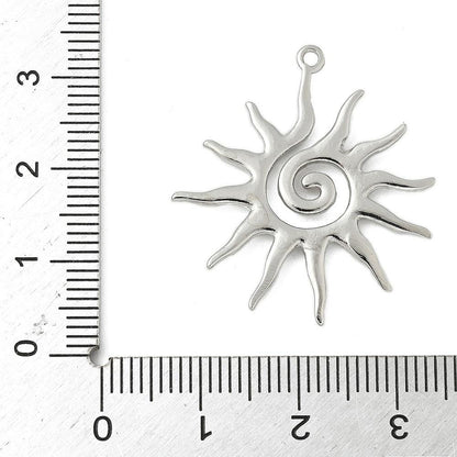 Long Lasting Platinum Plated Stainless Steel Sunray Pendant - Silver Pendant - 30x28mm - 1pc - (3112)