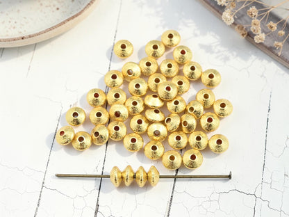 Gold Spacer Beads - Metal Beads - Gold Beads - Gold Spacers - Rondelle Spacer Beads - 50pcs - 6x4mm - (2659)