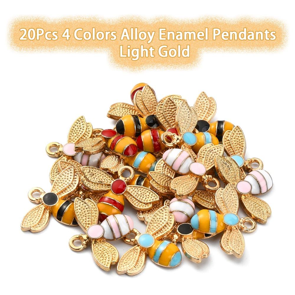 Gold Plated Bumble Bee Enamel Charms - 17x22mm - 20pcs - (490)