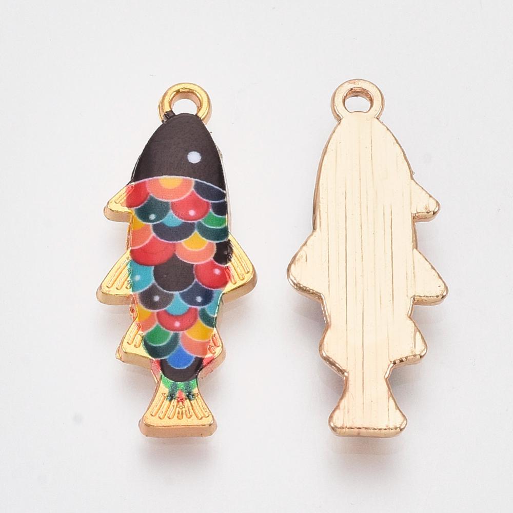 Fish Charms - Gold Charms - Metal Charms - Enamel Charms - 10pcs - 27x11mm - 10pcs (2491)