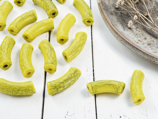 Curved Tube Beads - Lightweight Beads - Acrylic Beads - 36x14mm - 6pcs - (B347)