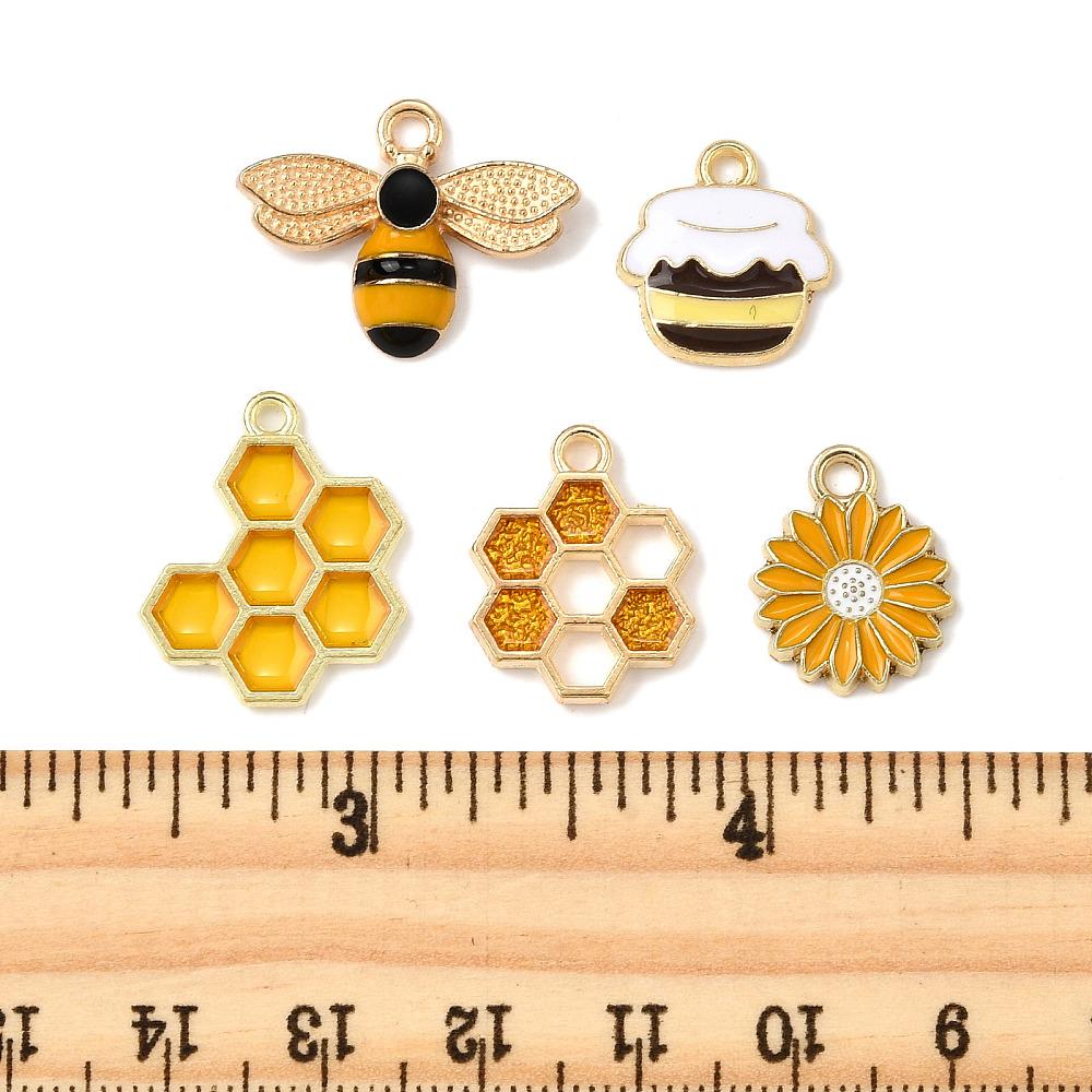 Gold Plated Bumble Bee Enamel Charm Mix - 20pcs - (B439)