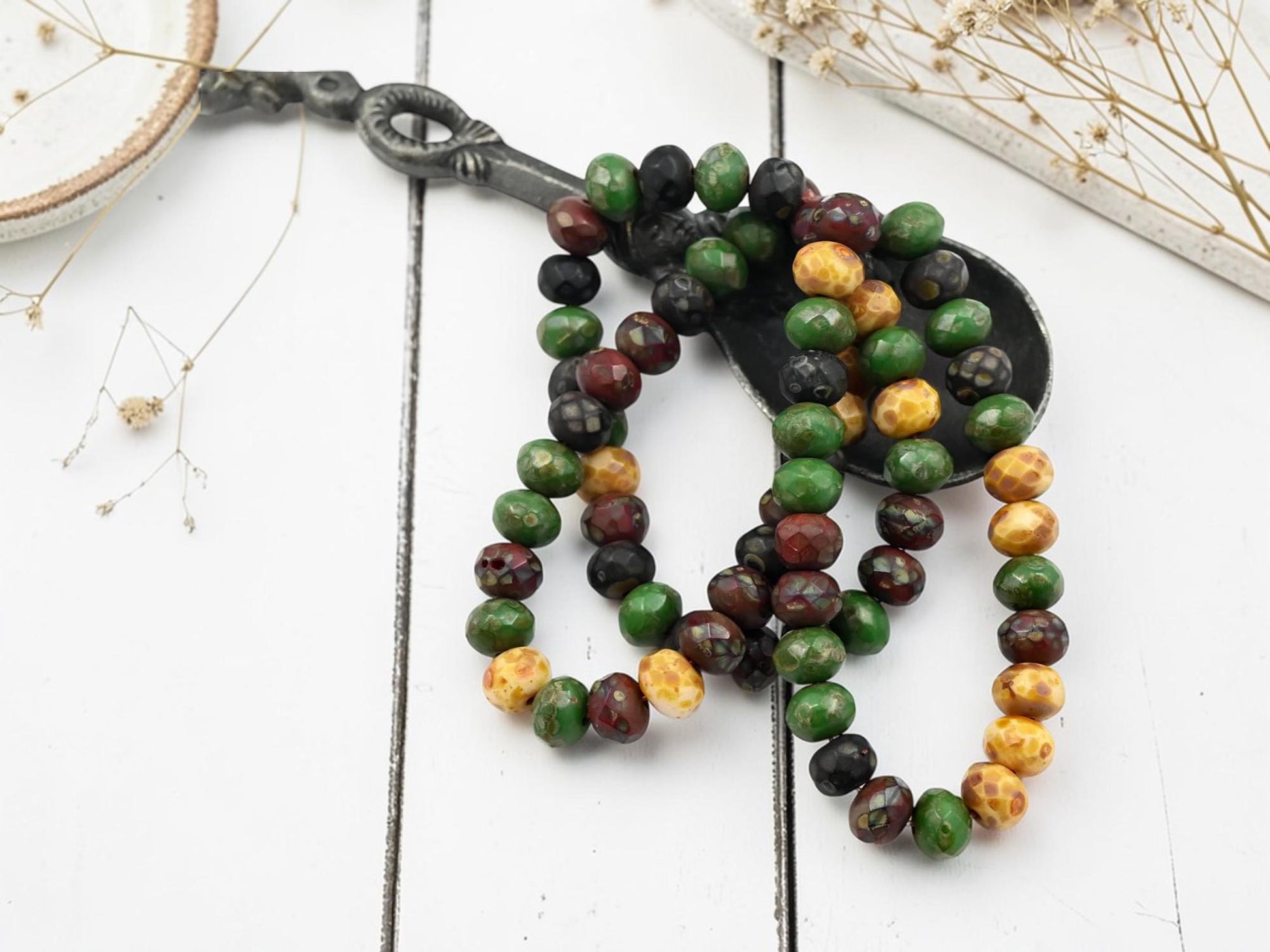 Czech Glass Faceted Fire Polished Rondelle Beads - Mixed Picasso - 5x7mm - 25pcs - (3560)
