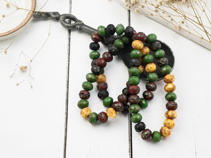 Czech Glass Faceted Fire Polished Rondelle Beads - Mixed Picasso - 5x7mm - 25pcs - (3560)