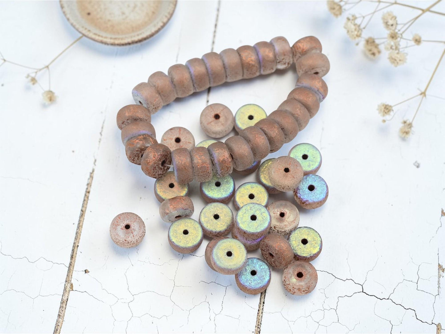 Heishi Beads - Czech Glass Beads - Spacer Beads - Rondelle Beads - 8x4mm - 25pcs - (A29)