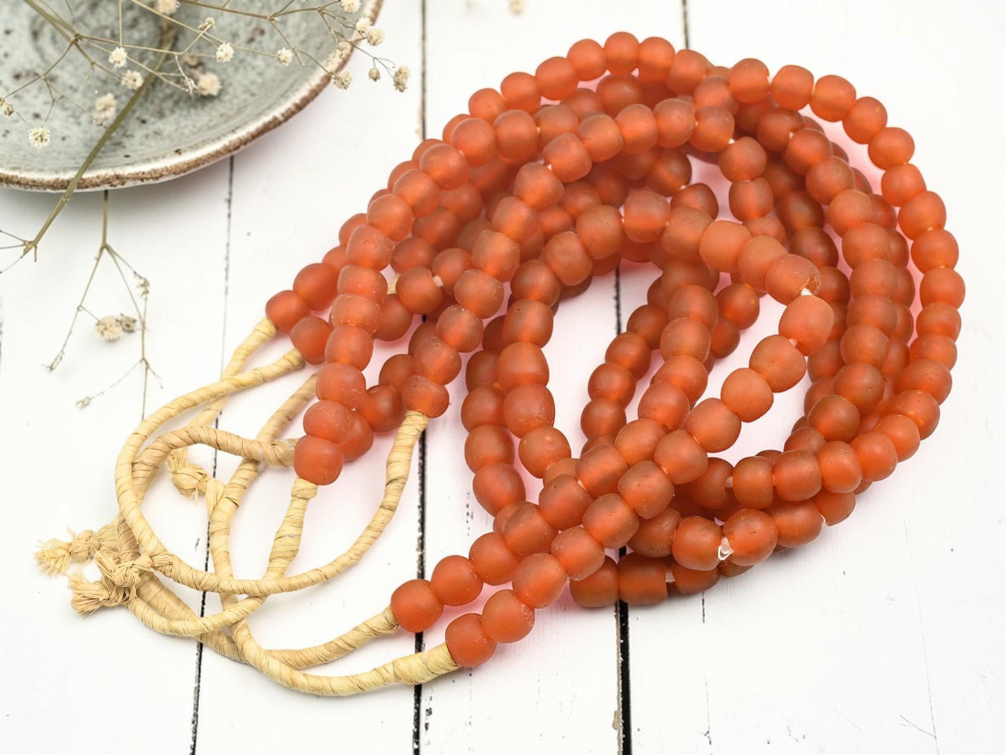 Ghana Beads - Recycled Glass Beads - African Glass Beads - Fair Trade Beads - Approx 8-10mm - 20" Strand - (J01)