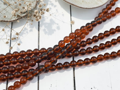 Old Stock Czech Glass Round Druk Beads - Root Beer Topaz - 8mm - 25pcs - (4546)