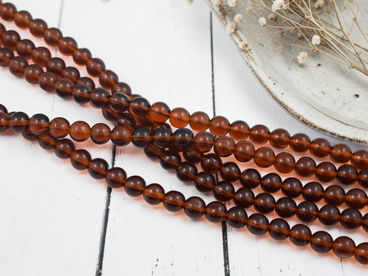 Old Stock Czech Glass Round Druk Beads - Root Beer Topaz - 8mm - 25pcs - (4546)