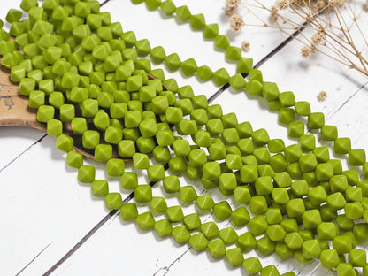 Czech Glass Beads - Chartreuse Beads - Lucerna Bicone - Bicone Beads - Spacer Beads - 6mm - 25pcs - (1244)