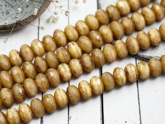Caramel Silk Picasso Fire Polished Rondelle Beads -- Multiple Sizes