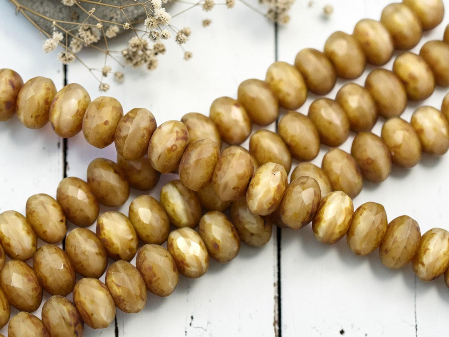 Caramel Silk Picasso Fire Polished Rondelle Beads -- Multiple Sizes