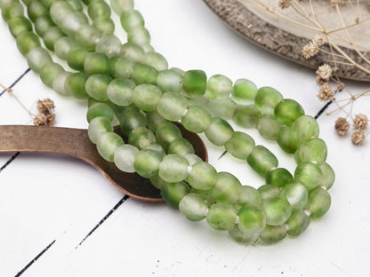 Ghana Beads - Recycled Glass Beads - African Glass Beads - Fair Trade Beads - Approx 9-10mm - 20" Strand - (J62)