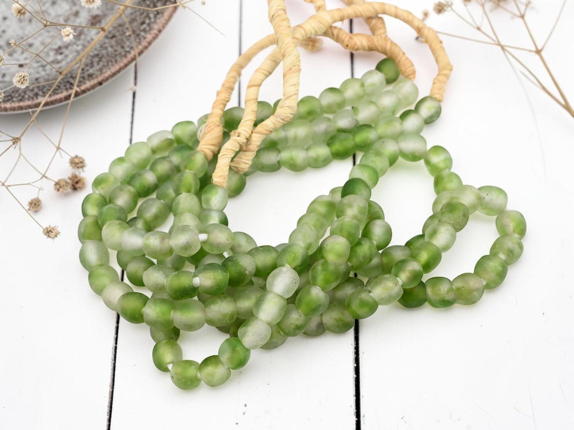 Ghana Beads - Recycled Glass Beads - African Glass Beads - Fair Trade Beads - Approx 9-10mm - 20" Strand - (J62)